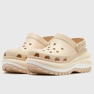 Crocs Mega Crush Slip On Platform Clogs in Beige Size 7